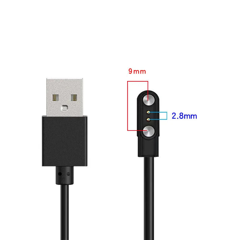 Adaptador de cargador de base de Smartwatch de 2 pines y 4 pines Cable de carga USB para accesorios de carga de reloj inteligente para adultos/niños