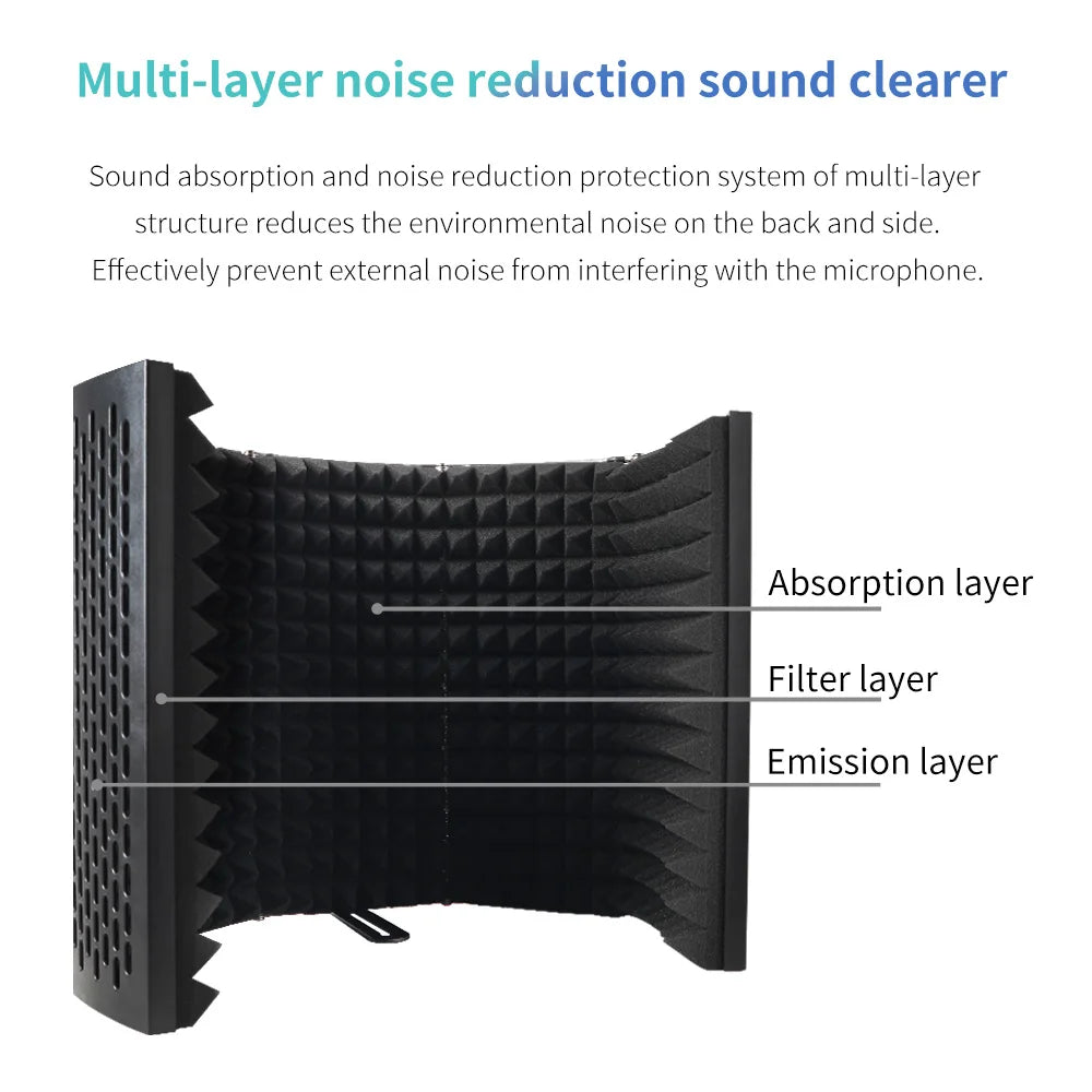 G-MARK 5 Panel Reflection Filters Professional Studio Recording Microphone Isolation Shield Suitable For Any Condenser Mic