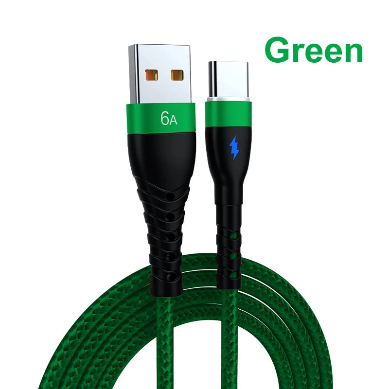 USB Type C Cable 6A For Huawei super Fast P30 P40 Pro Charging Wire USB C Charger Data Cord Samsung S21 S20 Poco xiaomi redmi