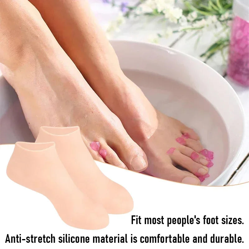 2 Calcetines de gel de silicona hidratantes para pies secos y agrietados, nutritivos para la piel, lubricantes, para el cuidado completo de los pies, calcetines de masaje, herramientas de manicura