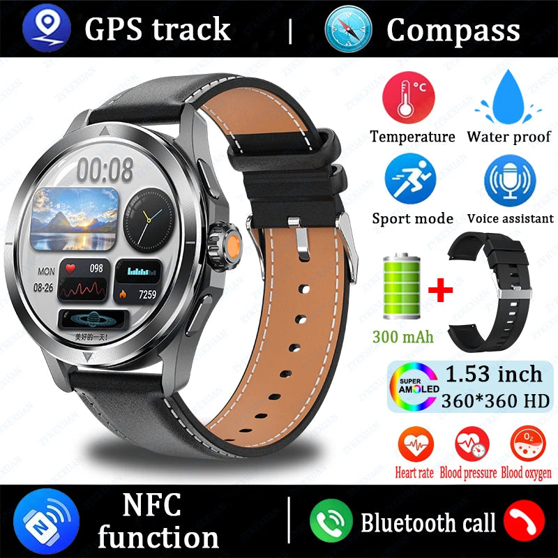 Original S4 Ultra Smart Watch Men  AMOLED Outdoor Sport NFC GPS Track Heart Rate Waterproof Bluetooth Call Smart watch 2025 New