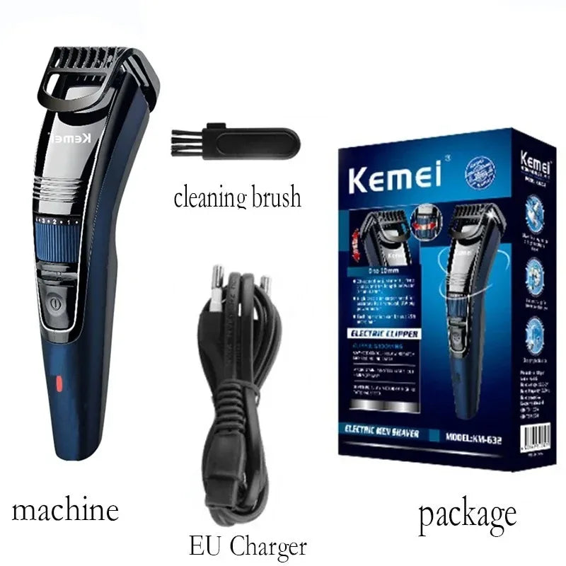 Kemei 632 Recortadora de Barba Ajustable de 0,5-10mm para Hombres, Máquina de Cortar Pelo Facial Recargable, Recortadora de Bigote y Barba de Tres Días