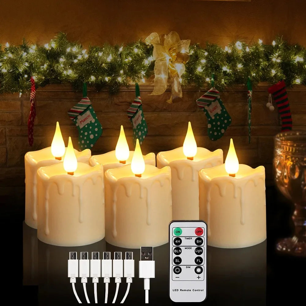 Rechargeable LED Candles Waterproof Flameless Candle with Remote Timer for Home Decor Holiday Wedding Day Tea Candle  Light