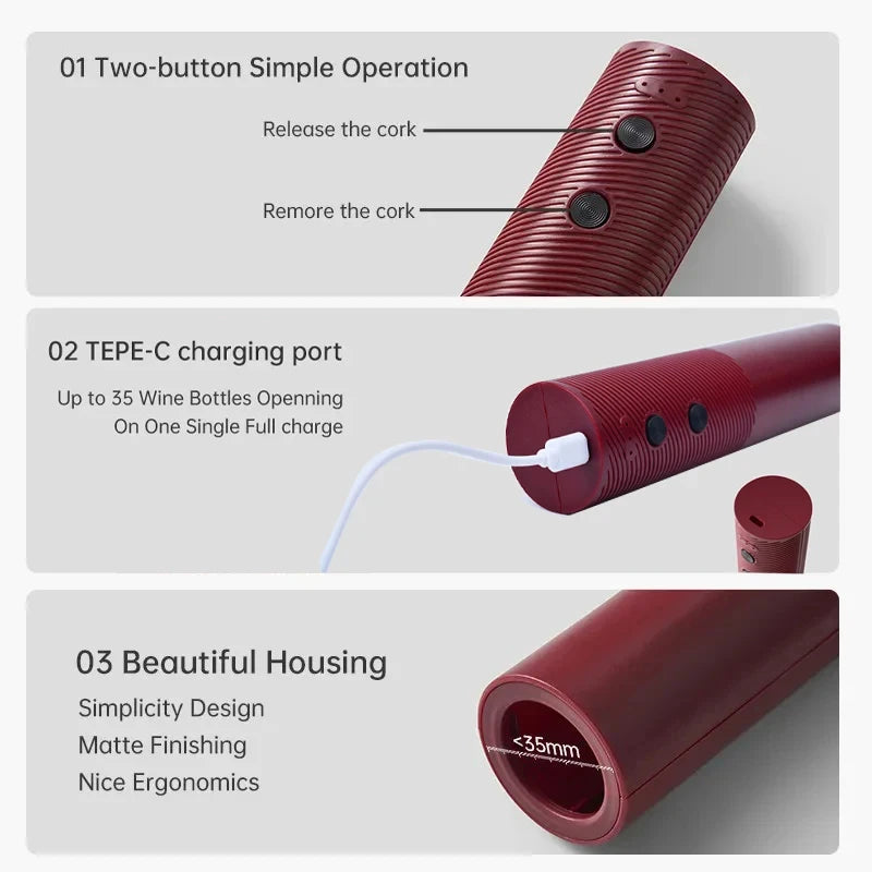 Abrebotellas de vino eléctrico HOMEFISH, abridor de vino tinto automático recargable, sacacorchos con botón de un clic, herramientas de vino