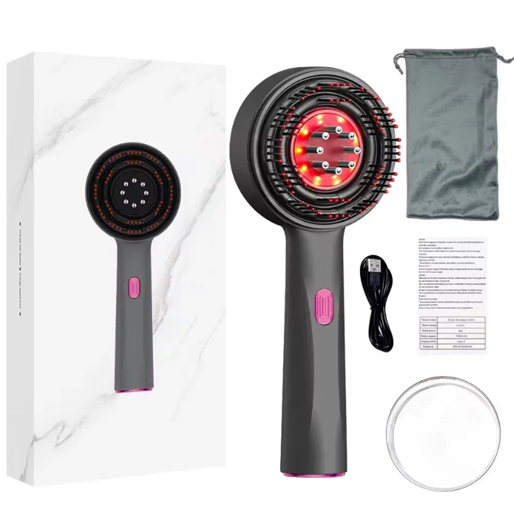 3 Modes Electric Vibration Massage Comb Red Light Therapy Hair Growth Massage Scalp Brush Oil Liquid Applicator Head Massager