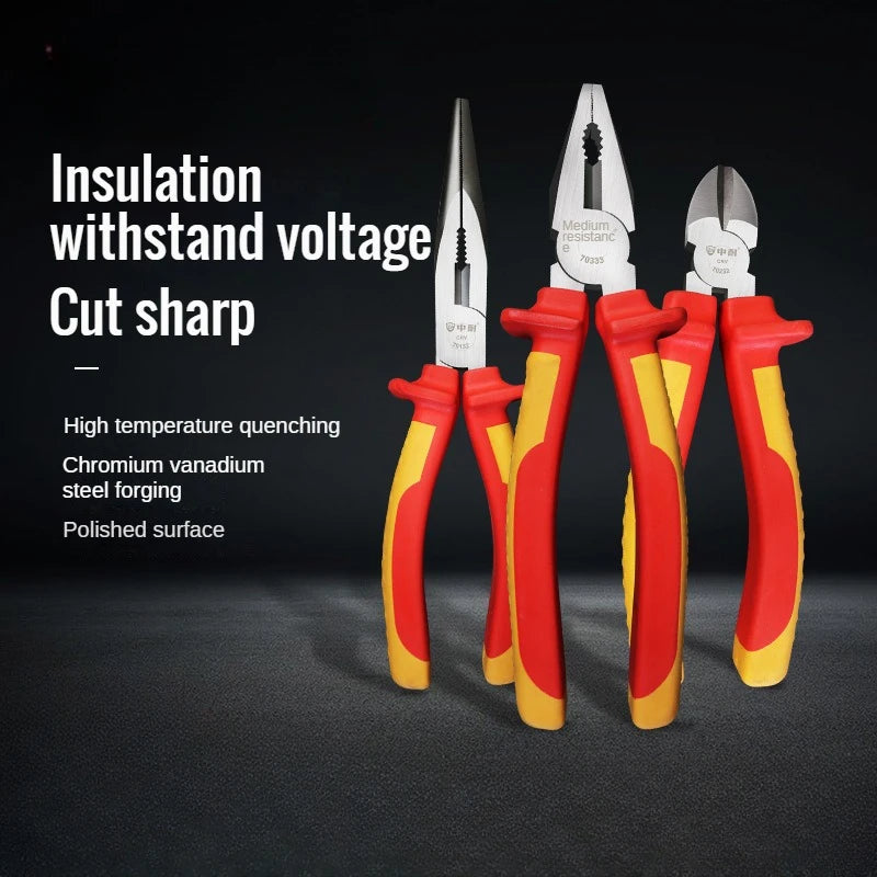 1000V high-voltage multi-purpose insulated electrician 8-inch 6-inch pliers steel wire pliers pointed pliers diagonal pliers