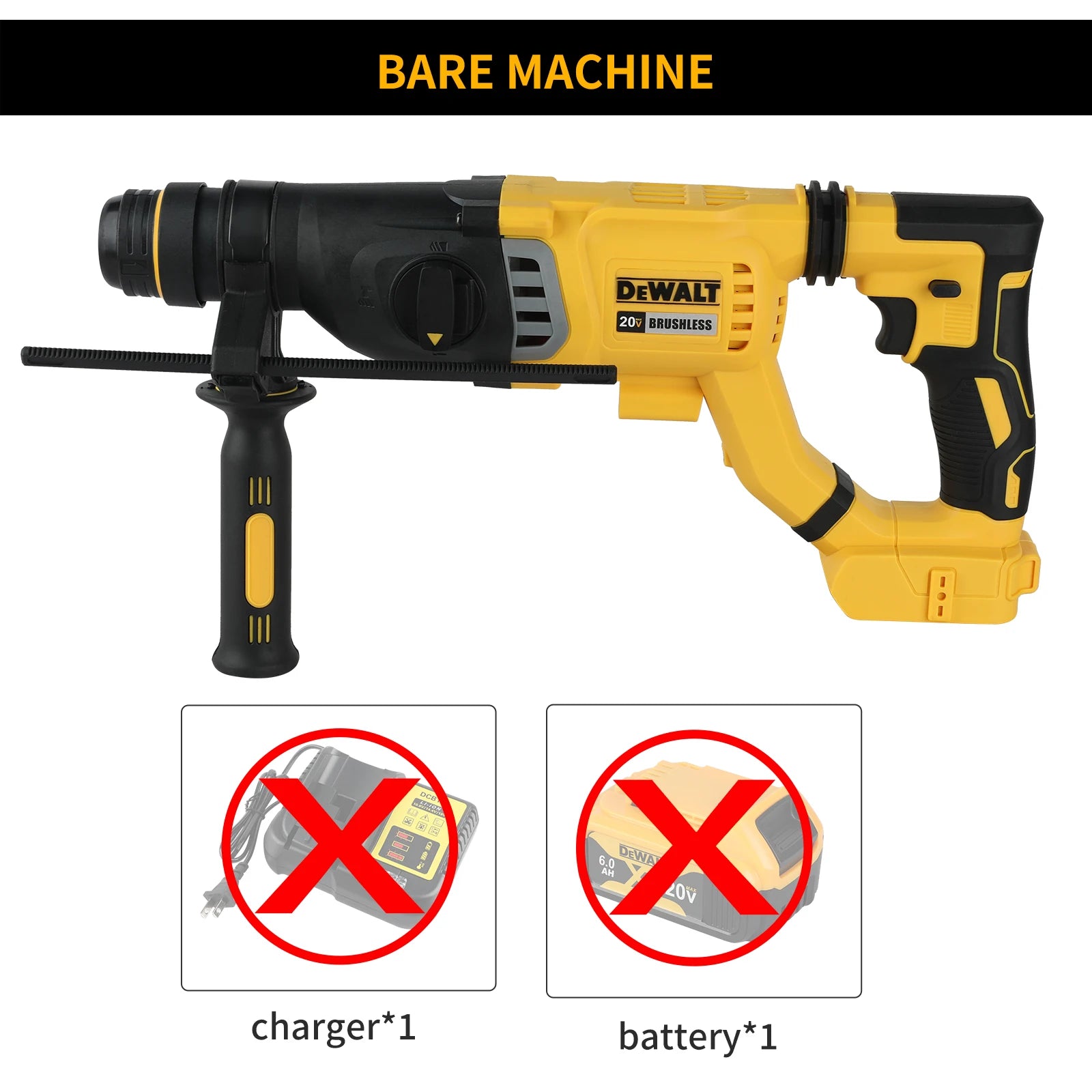 DEWALT DCH263/DCH273 rotary percussion drill 18V/20V MAX SDS brushless 1 inch PLUS L-shaped woodworking impact drill（no battery）