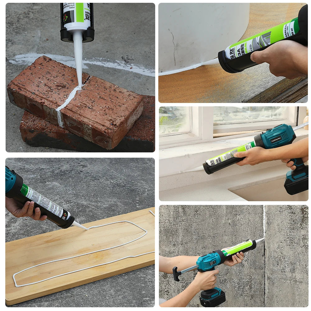 Pistola de calafateo eléctrica, batería de litio, 4 velocidades, pistola de pegamento de vidrio inalámbrica, para rellenar puertas y ventanas, compatible con batería Makita