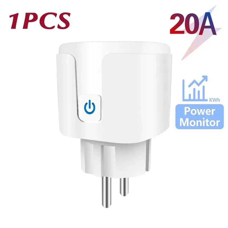 Smart Plug WiFi Socket EU 16A/20A With Power Monitor Timing Works with Tuya Smart Life App Voice Control
