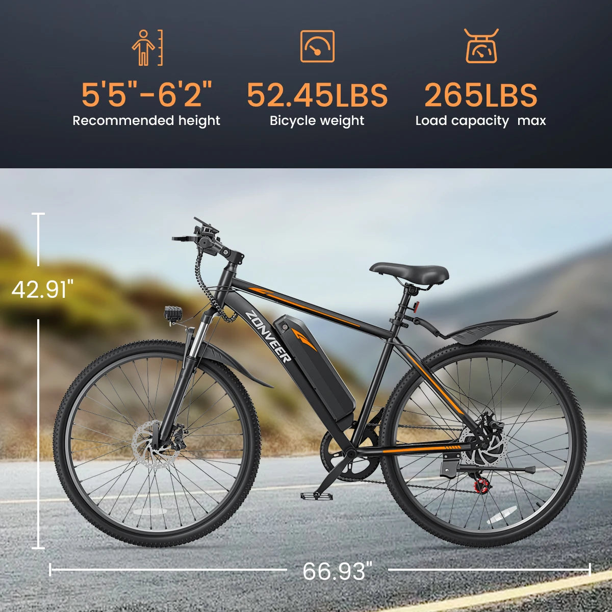【1 año de garantía】Bicicleta eléctrica M26, motor de pico de 1000W, batería de litio de 360WH, bicicleta eléctrica de ciudad de 26 pulgadas UL2849