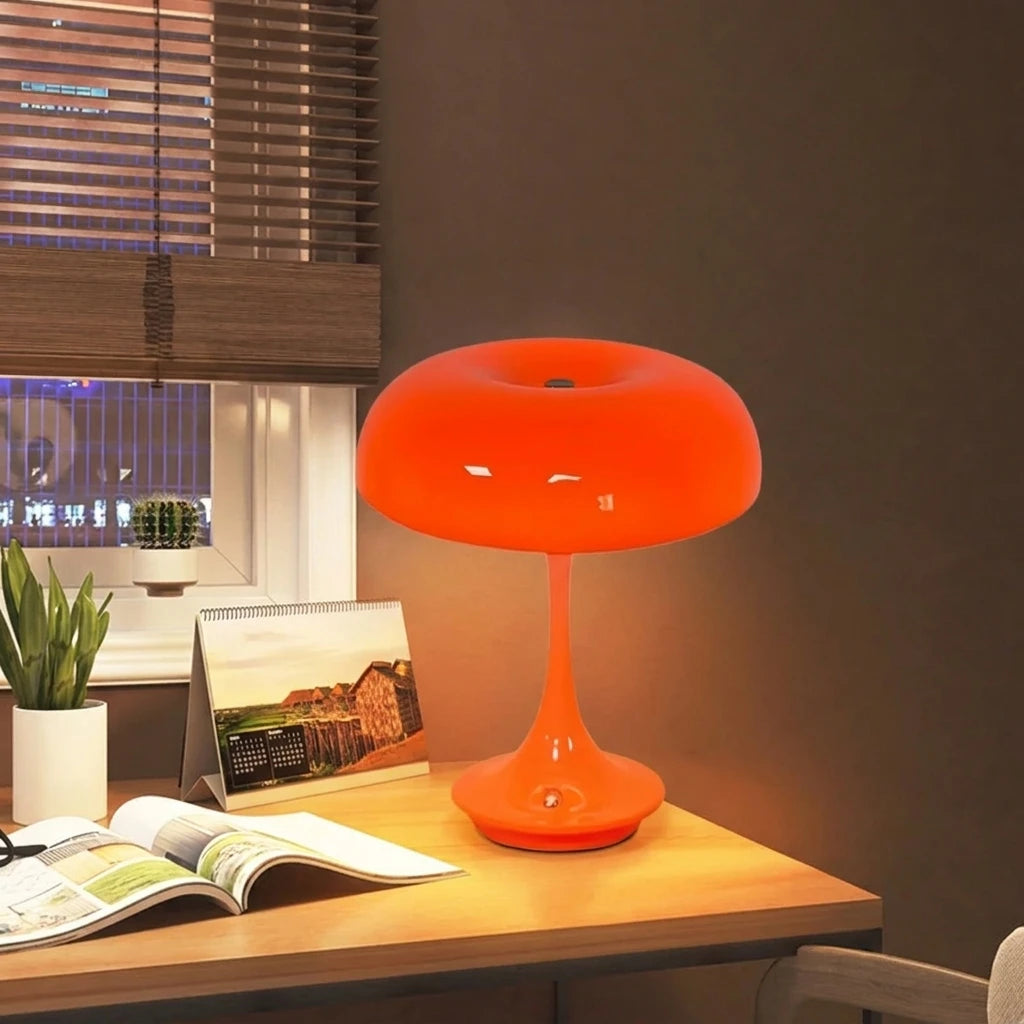 Unique Mushroom Table Lamp, Touch Control 3 Colors Dimmable, Cordless USB Rechargeable LED Bedside Lamp for Bedroom Office Decor
