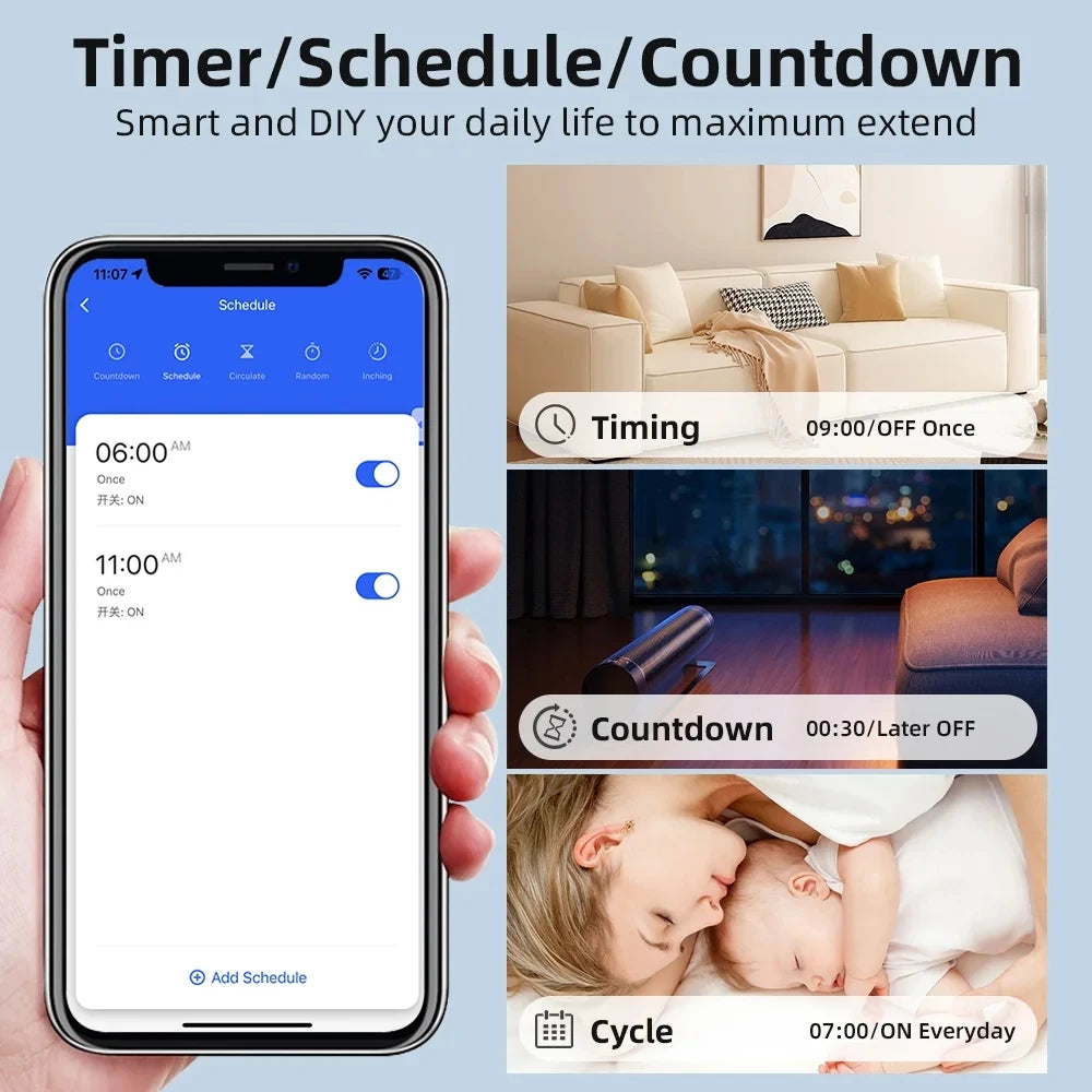 16A MINI Wifi Switch DIY Smart Home 2-way Control Relay Smart LIfe APP Control Remotely Timer Works With Alexa Google Home Alice