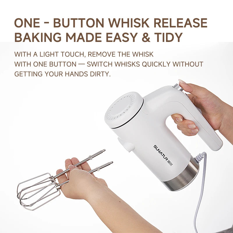 SUNATUR 350W Electric Hand Mixer Handheld Egg Beater Cream Whisk for Home Baking & Commercial Use Ph