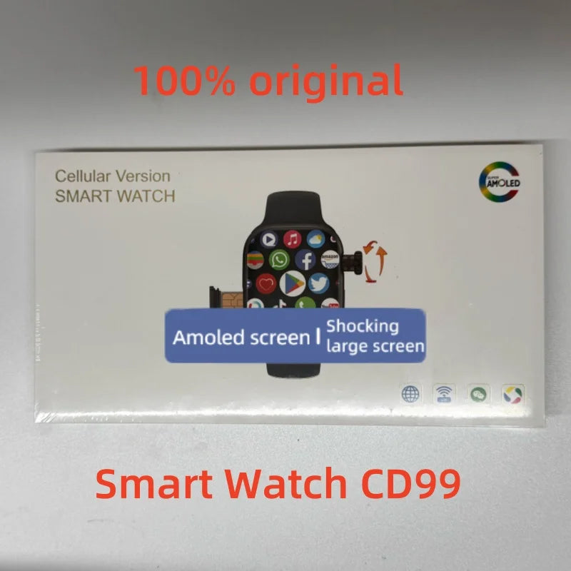 2026 New CD99 4G Smart Watch Android 180° Rotating Camera AMOLED Screen SIM Card GPS WiFi Heart Rate Monitor Waterproof Smartwat