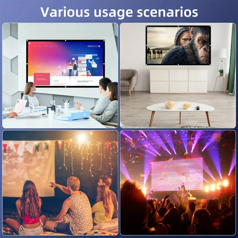 60-150 inch Corded version-high-definition foldable projection screen, suitable for outdoor camping, offices, and home theaters