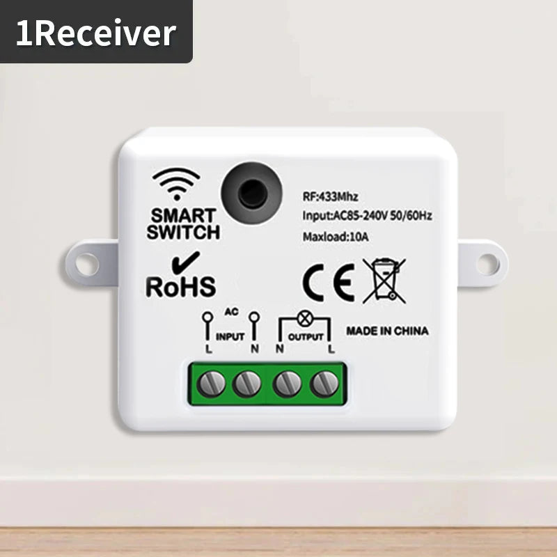 TNCE RF433MHz Mini Wireless Remote Control Light Switch 1/2/3 Gang 86 Wall Transmitter Switch Button Wall Panel Switch