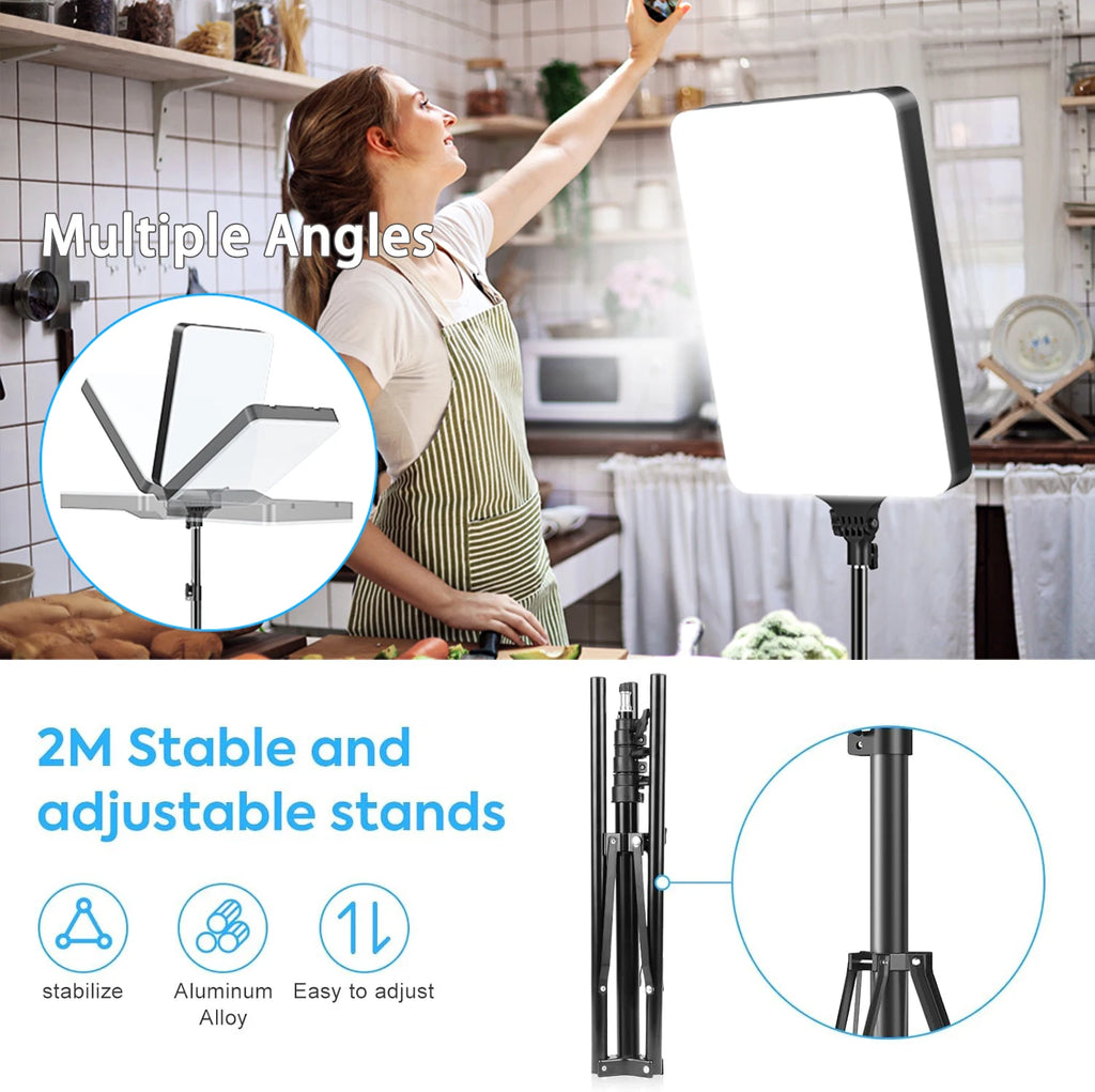 Kit de luz de vídeo LED XRDKJ de 21" (paquete de 1), iluminación fotográfica regulable de 2500-7500K con control remoto y soporte de 79", luz de estudio CRI 96+