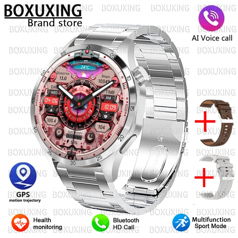 BOXUXING 2026 New GPS Sports Smart Watch Men 360*360 AMOLED Screen Heart rate Bluetooth Call IP67 Waterproof Man Smartwatch Man