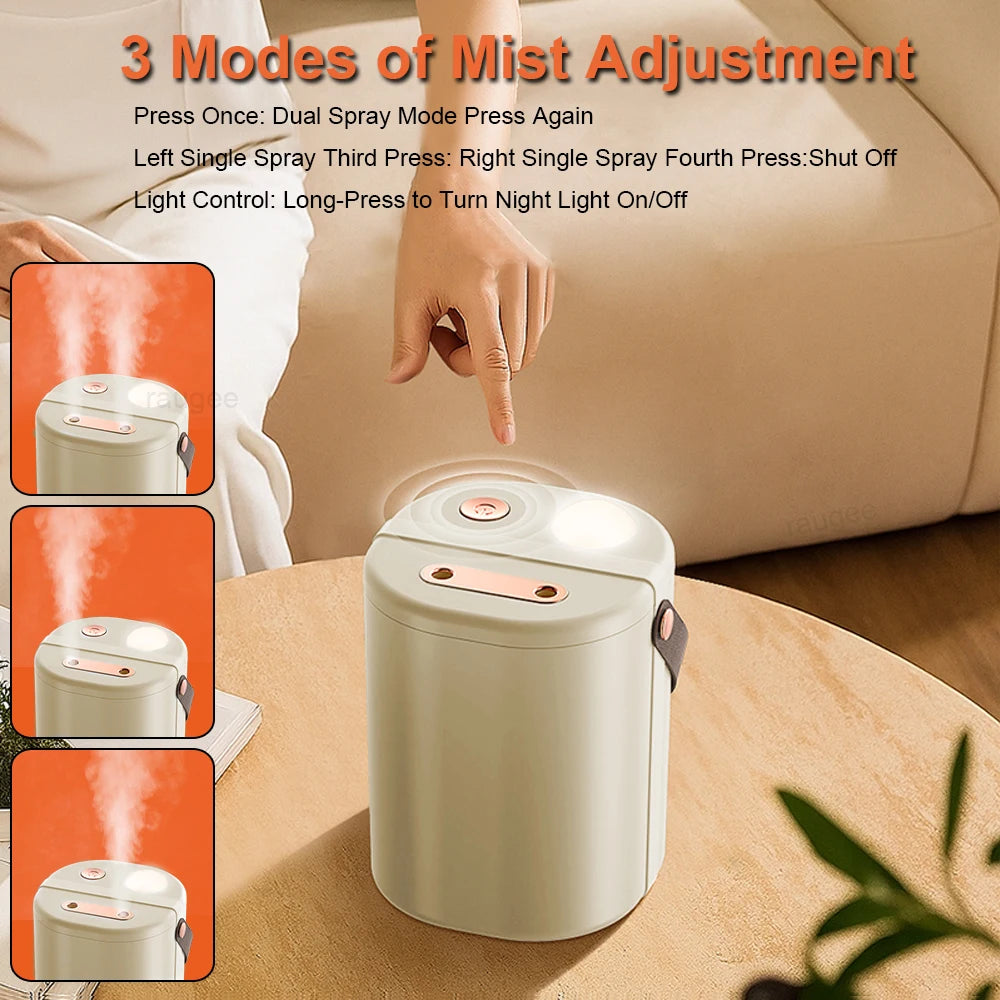 1.3L Air Humidifier Professional Large Capacity Humidifier for Home Double Spray Port Cool Mist Maker Humidifier with LED Light