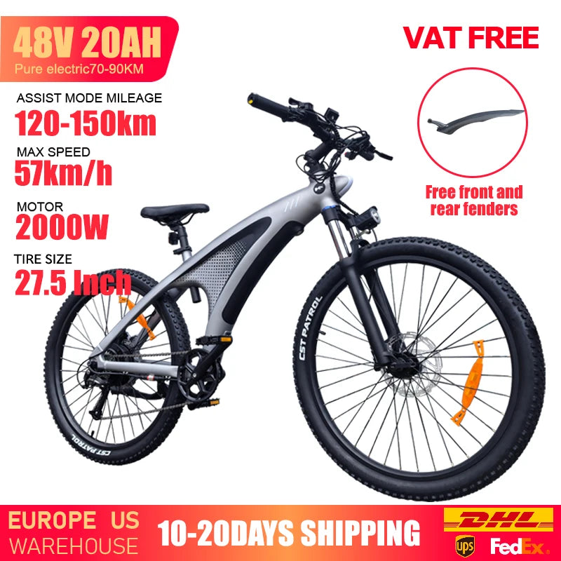 HUANCI Q5 electric bike 2000W electric dirt bike 27.5 Inch Electric Bicycle 48V20AH bike electric Mountain e bike adults ebikes