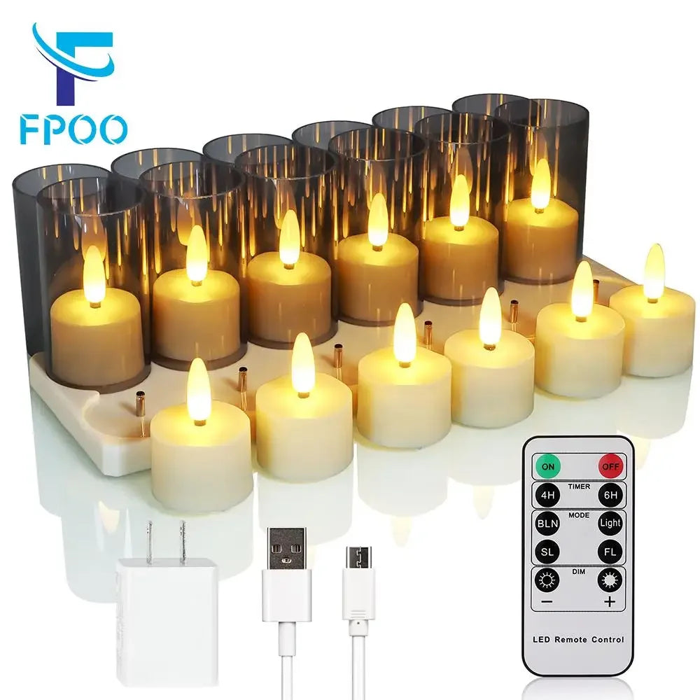 Velas sin llama recargables Lámpara electrónica LED con temporizador y control remoto para decoración del hogar, bodas y fiestas. Luces de vela