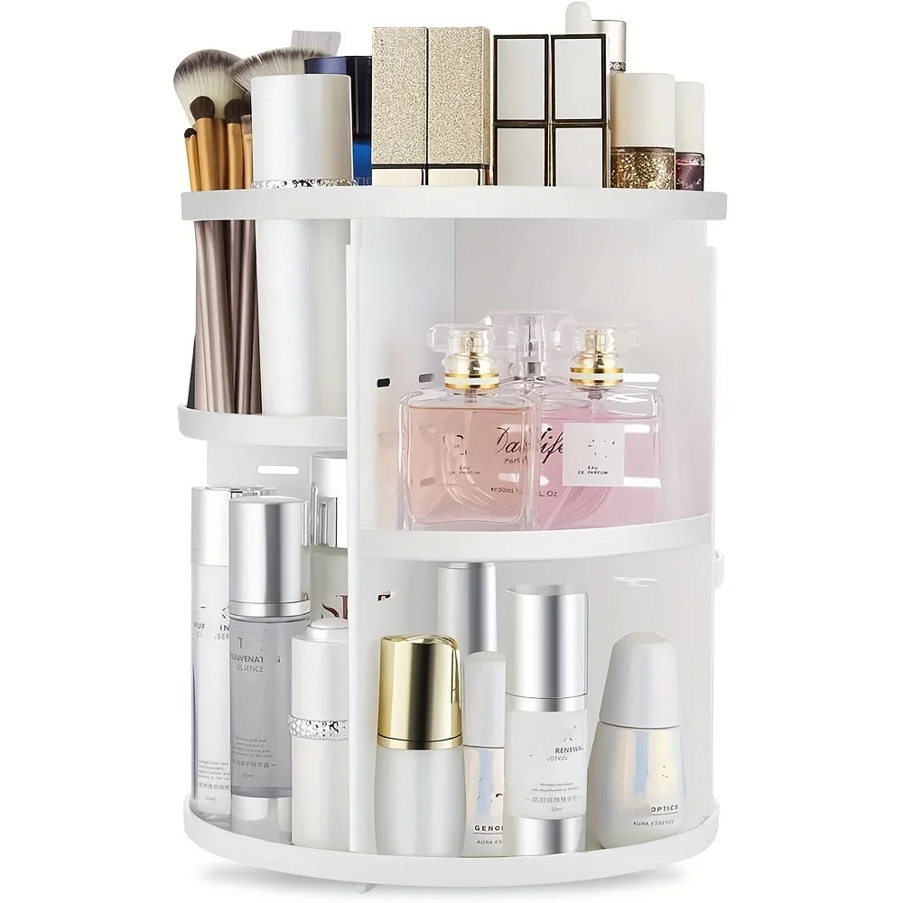 New Transparent Cosmetics Organizer, 360° Rotating - Countertop Rotating Storage Rack, Must-Have for Bathroom/Cosmetic Storage