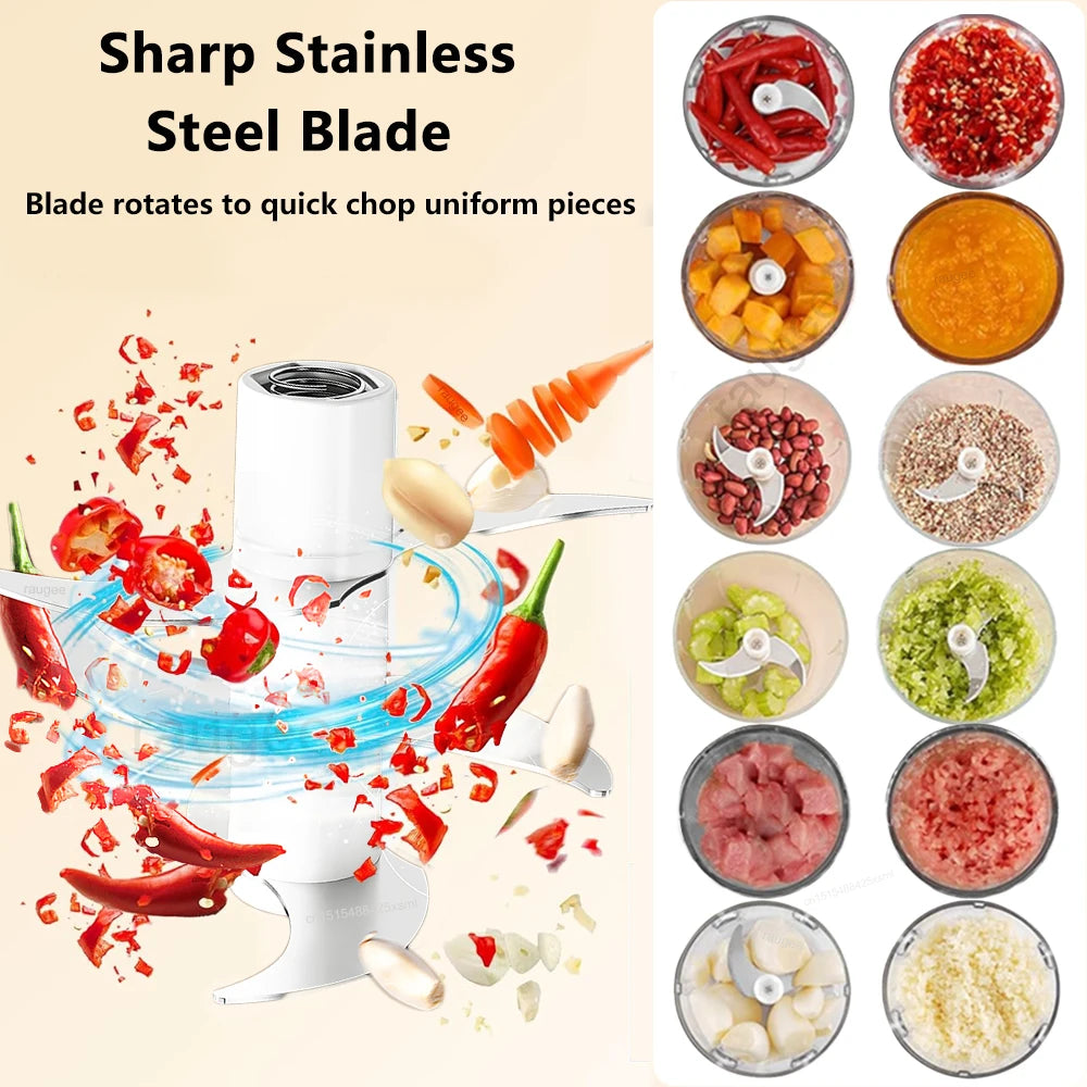 Electric Food Chopper Mini Garlic Masher Crusher for Kitchen Meat Grinder Vegetable Chopper USB Rechargeable Portable Chopper