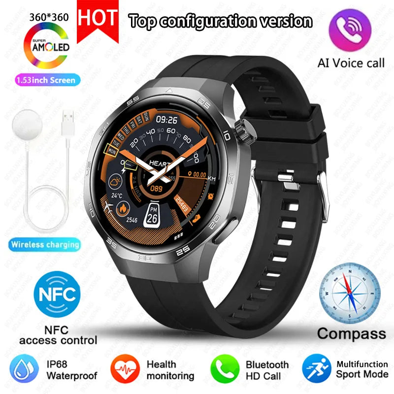 2025 New BOXUXING Watch 5 MAX Smart Watch AMOLED Screen NFC GPS Tracker Bluetooth Call Health Waterproof Smartwatch Men Women