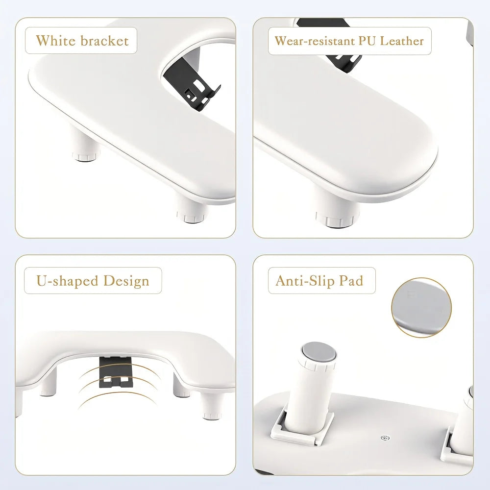 Nail art hand pillow, adjustable height, with 360 ° rotating phone holder and arm support pad, suitable for nail salon tools.