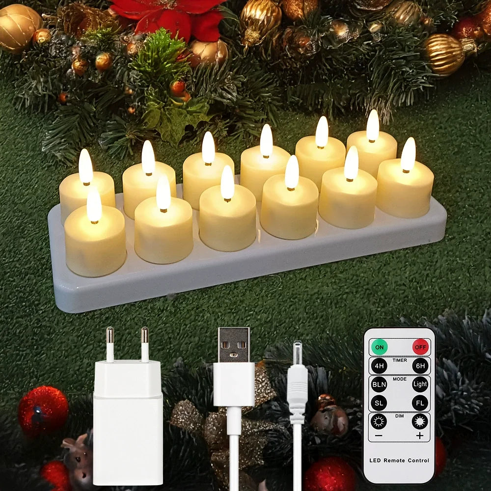 Rechargeable Flameless Candles ﻿Led Candle Electronic Warm Light Lamp With Timer Remote For Home Decor Wedding Candle Lights