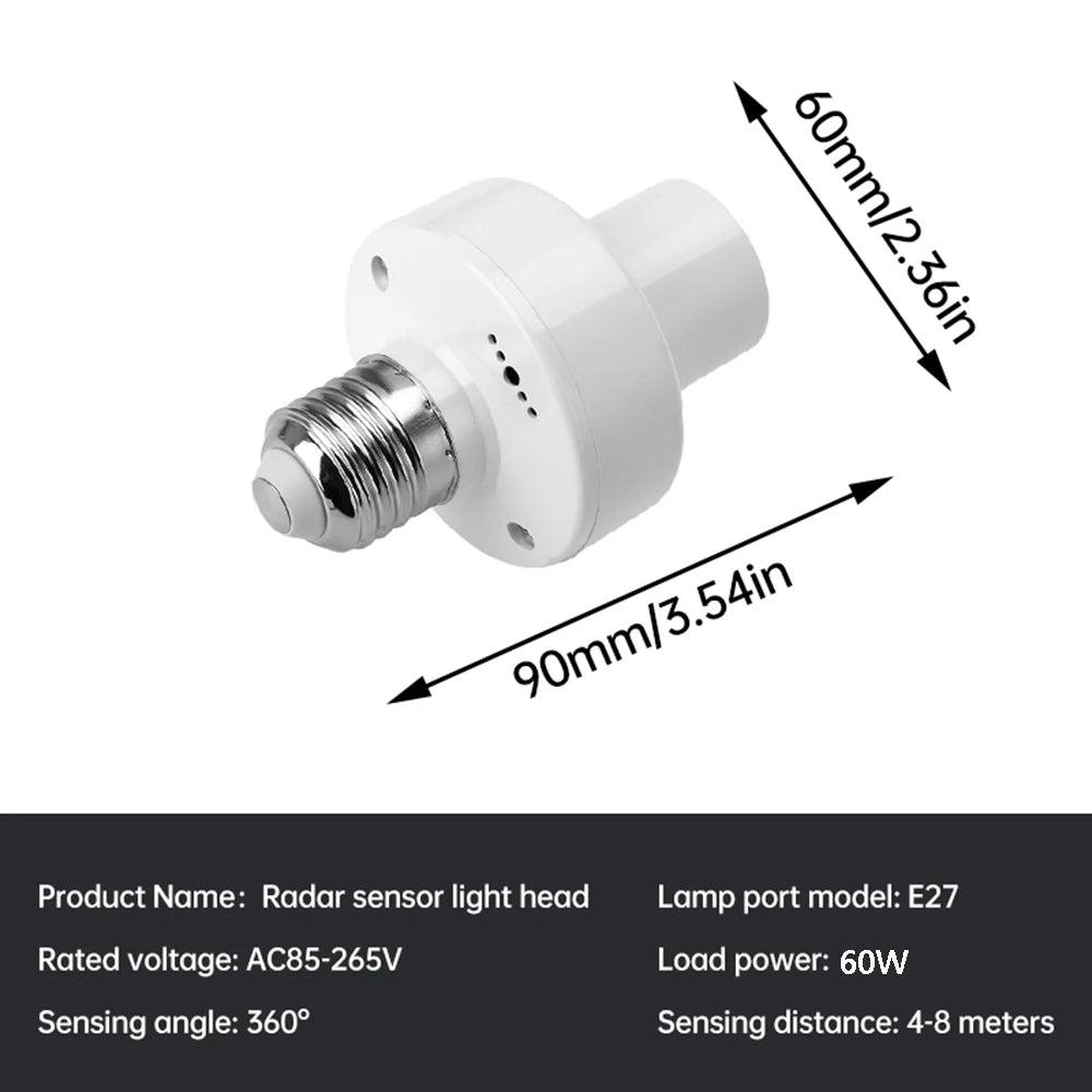 360 Degrees PIR Human Induction Motion Sensor LED Night Lamp Socket Base E27 AC 85-265V Delay Time Adjustable Switch