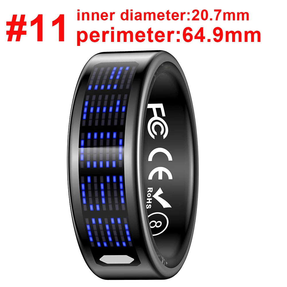 New Ultra-thin Lightweight Smart Ring Multi-functional Display Heartrate Health Caller ID Reminder Motion Detection Waterproof