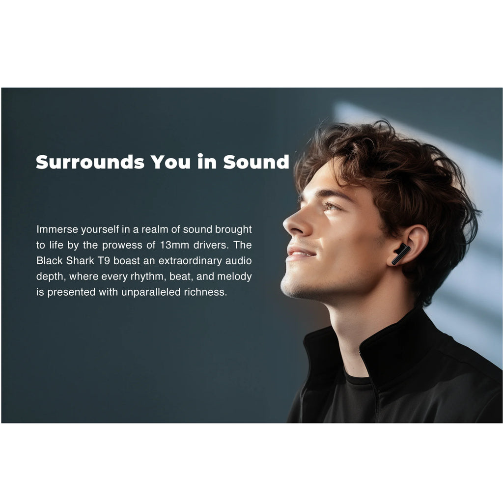 Black Shark Lucifer T9 Wireless Earphones, TWS Bluetooth 5.3 Gaming Earbuds, 40h Playback 13mm Dynamic Driver IPX4 Waterproof