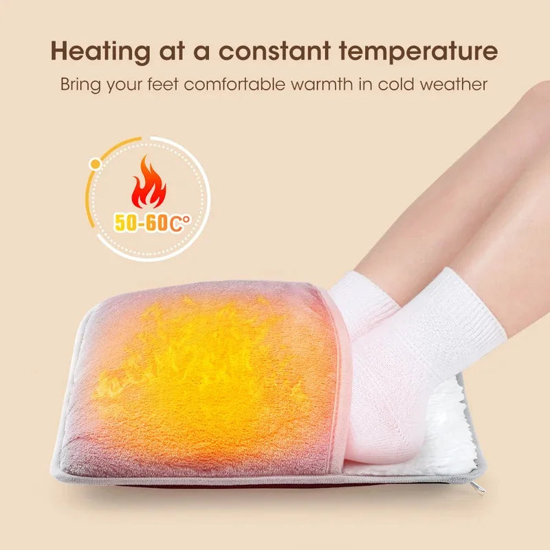 Manta eléctrica de invierno para pies con calefacción USB, almohadilla de felpa suave y lavable para calentar los pies, calentador para mejorar el sueño, alfombrilla térmica doméstica para pies