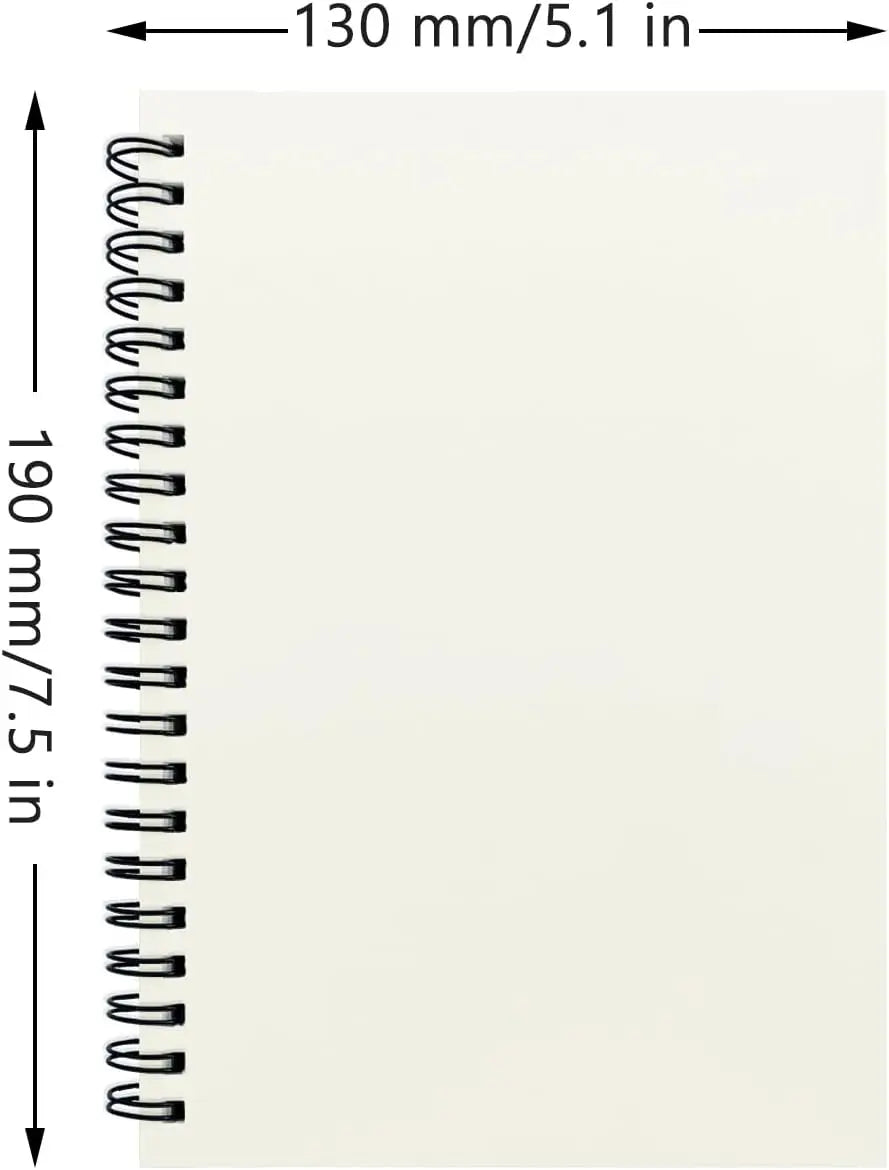 Juego de 2 cuadernos de bocetos de tapa blanda, 140 páginas, 7.5x5.1 pulgadas, papel de 100 g/m², cuadernos espirales negros