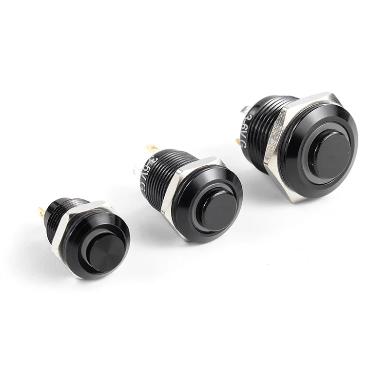 1NO High head Waterproof Metal Push Button Switch LED Light Self-locking/reset 3/6/12/24/220V 8/10/12/16mm Oxidized black