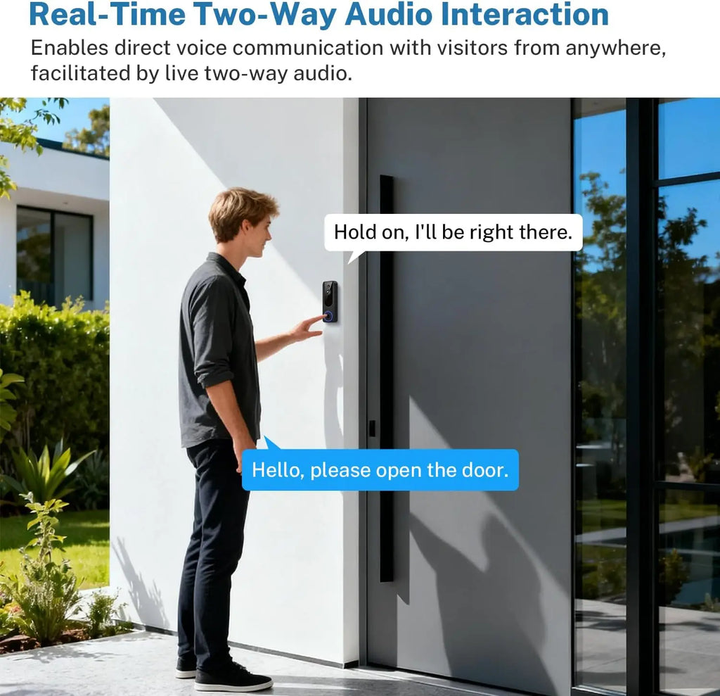 Cámara Inalámbrica para Timbre con Receptor Interior, Detección de IA, Audio Bidireccional, Visión Nocturna