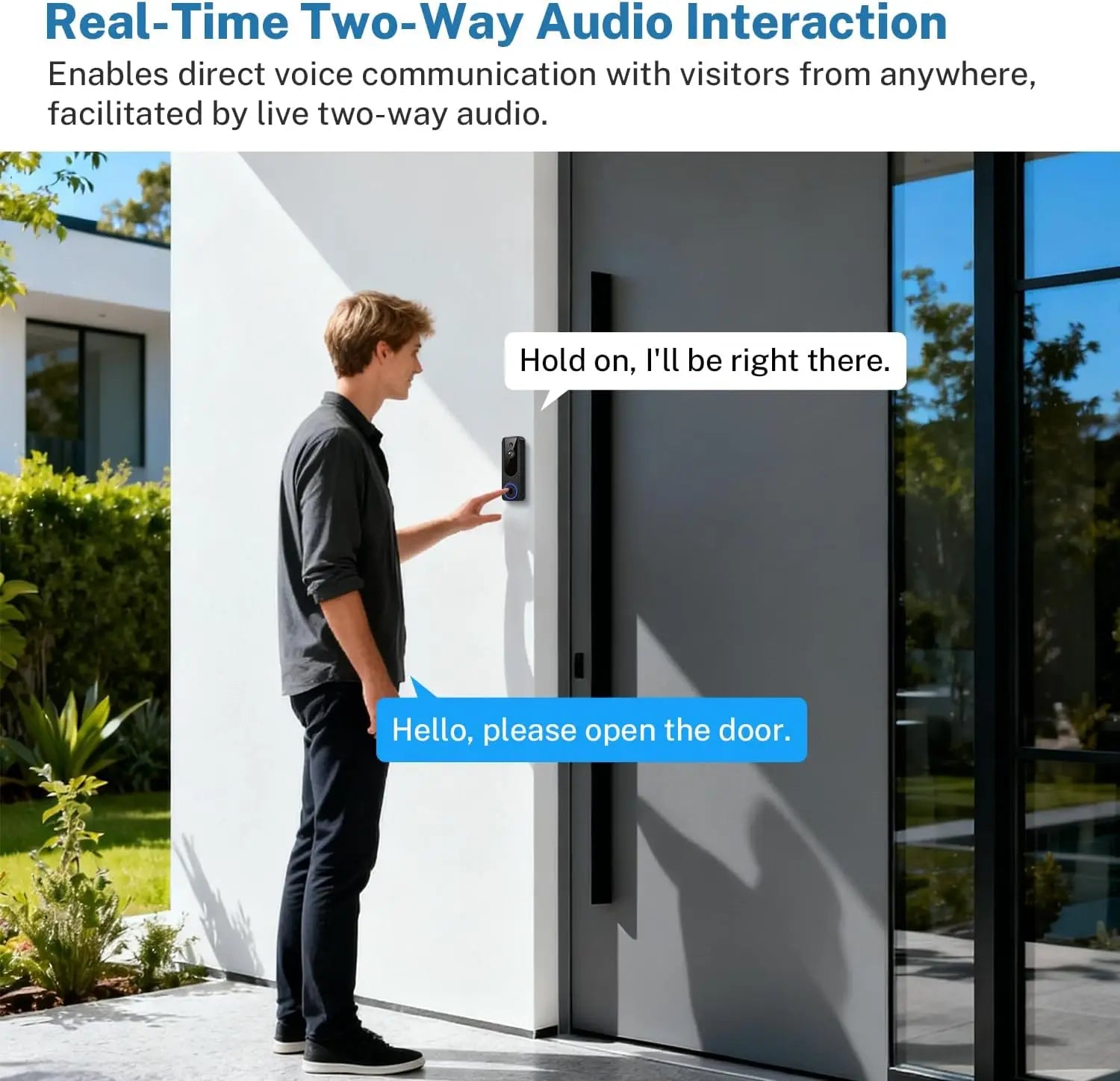 Cámara Inalámbrica para Timbre con Receptor Interior, Detección de IA, Audio Bidireccional, Visión Nocturna