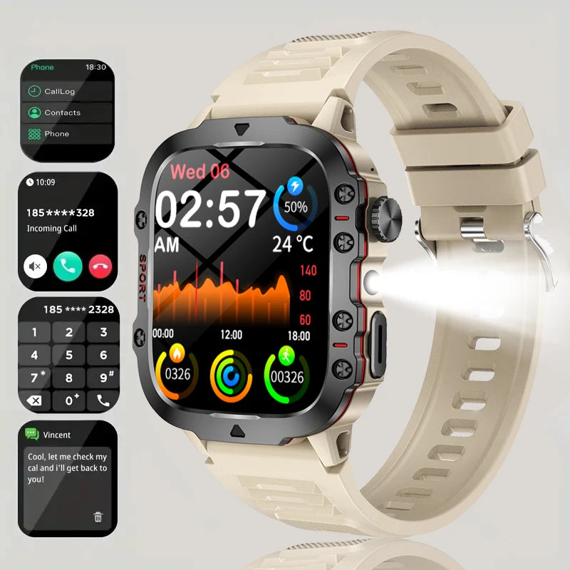 2026 New Hot GPS Sports Men Smartwatch Men 1.81-Inch HD Bluetooth Call Waterproof LED Flashlight Stainless Military Smart Watch