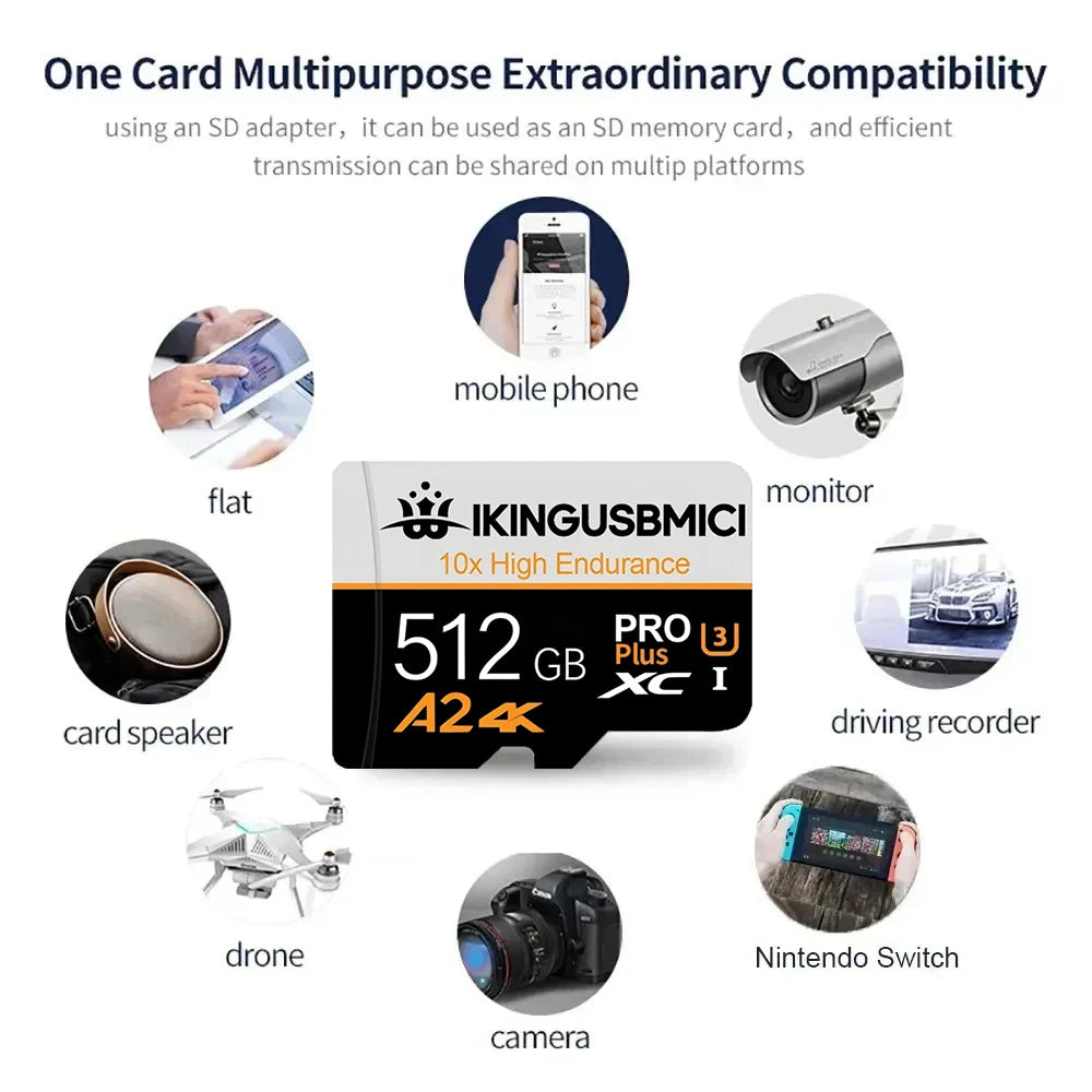 High Speed TF Cards Memory Card SD Cards Micro TF Card 32GB 128GB 256GB 512GB U1 Ultra HD Ultra HD for Action Camera Drone GoPro