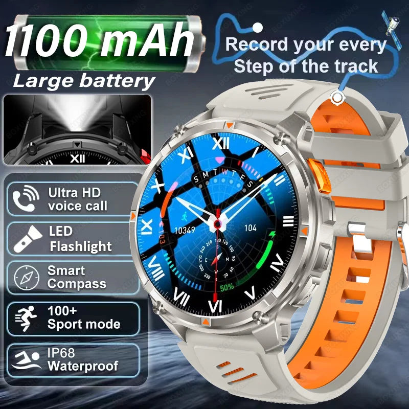 2026 New T-Rex3 Pro 1100mAh Battery Smart Watch GPS path IP68 Waterproof Sports Run tracker Outdoor Compass Military Smartwatch