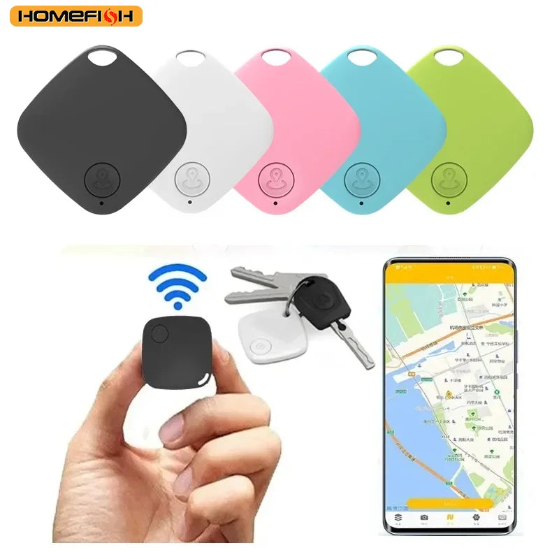 Rastreador HOMEFISH Mini Bluetooth 5.0, dispositivo antipérdida, rastreador inteligente localizador redondo para mascotas, niños, bolsos, carteras