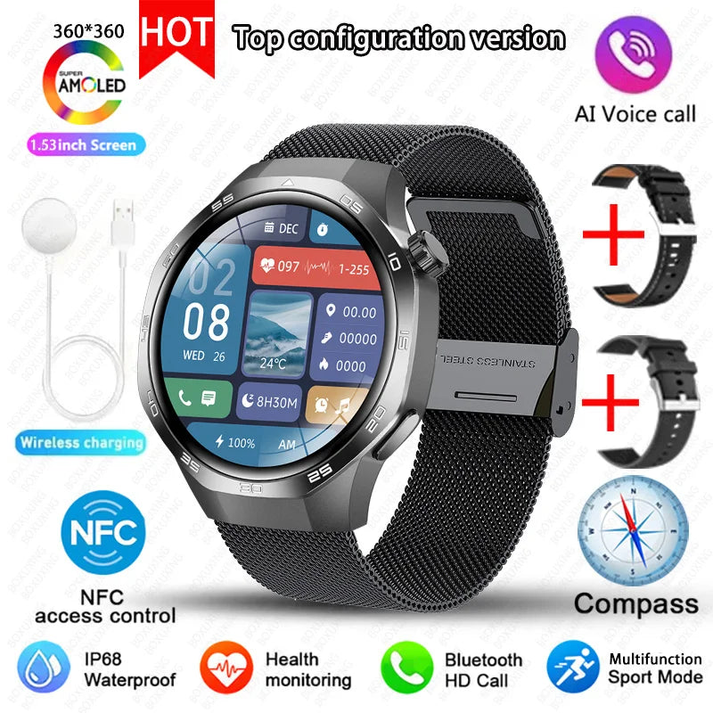 2026 New BOXUXING Watch 5 MAX Smart Watch HD AMOLED Screen NFC GPS Tracker Bluetooth Call Health Waterproof Smartwatch Men Women
