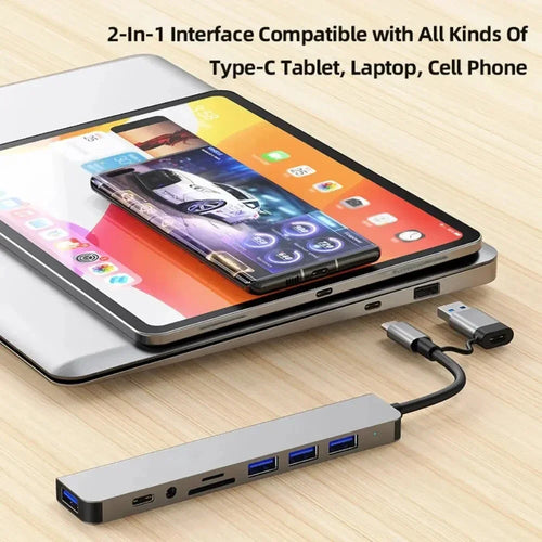 HUB USB 3.0 de 5Gbps, HUB USB C, Estación de Acoplamiento USB C, Transmisión de Alta Velocidad, Adaptador OTG Splitter, HUB TIPO C para Laptop Macbook