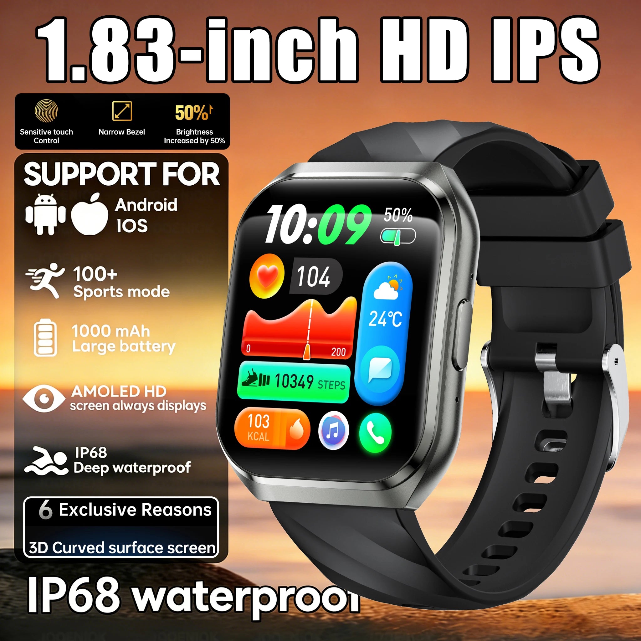 GPS Track Altimeter 1000mAh Battery IP68 Waterproof Heart Rate BT Call Sport Man Smartwatch New Outdoor Men Adult Smart Watch