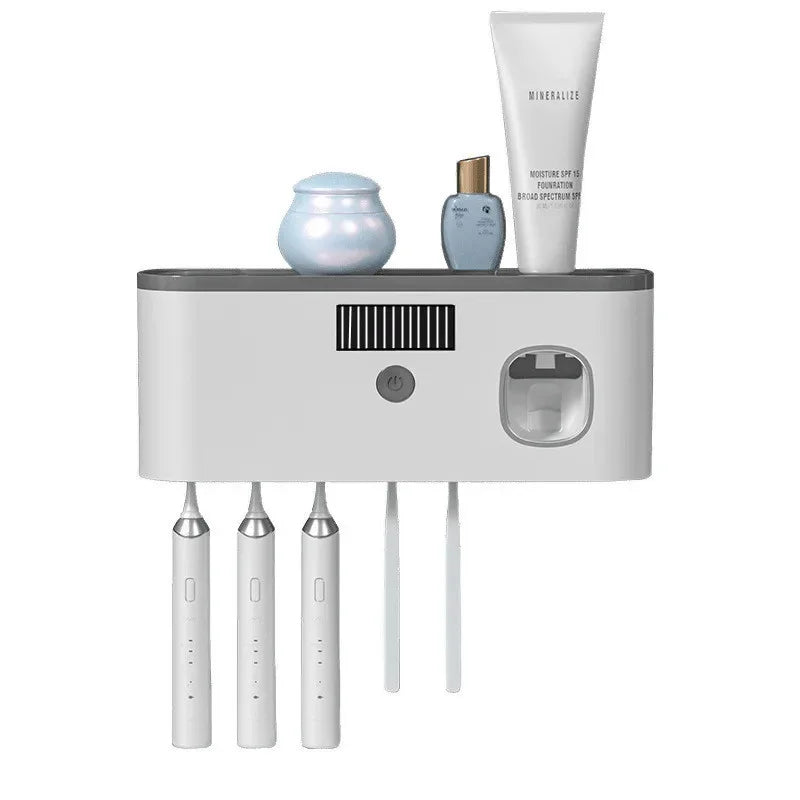 Esterilizador de cepillos de dientes UV con carga inalámbrica, porta cepillos de dientes sin perforaciones, estante de almacenamiento para esterilizador de cepillos de dientes