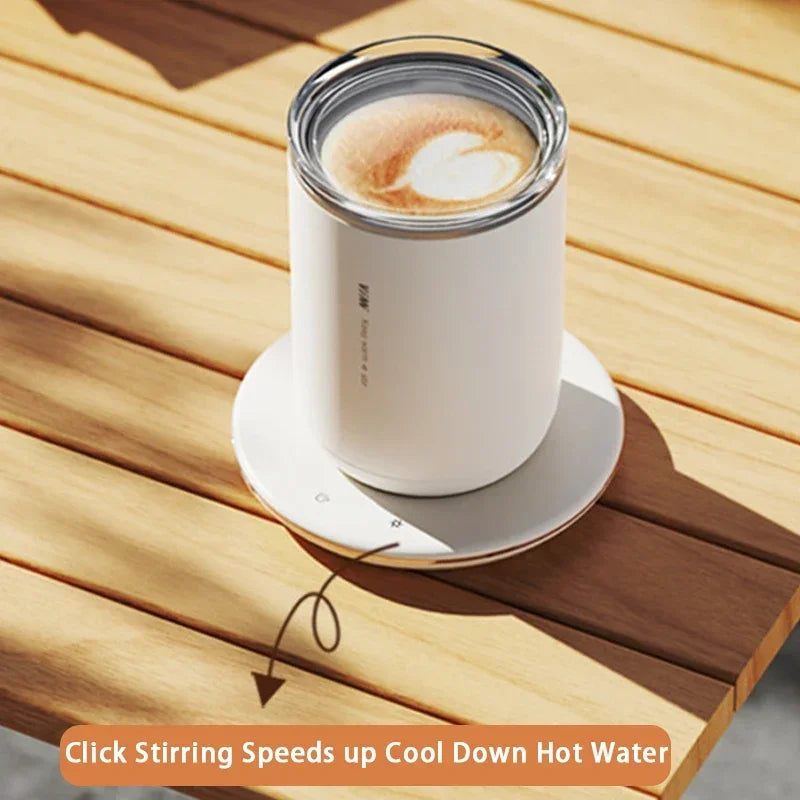 Calentador de tazas de café 2 en 1, taza mezcladora magnética automática para oficina en casa, taza mezcladora eléctrica USB, placa calefactora para bebidas