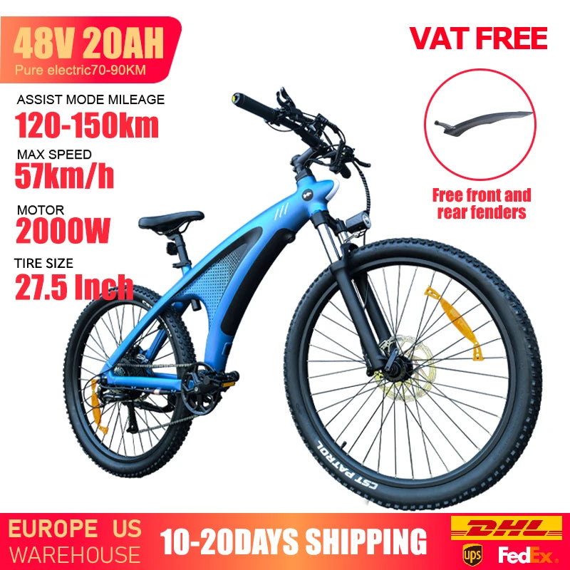 HUANCI Q5 electric bike 2000W electric dirt bike 27.5 Inch Electric Bicycle 48V20AH bike electric Mountain e bike adults ebikes