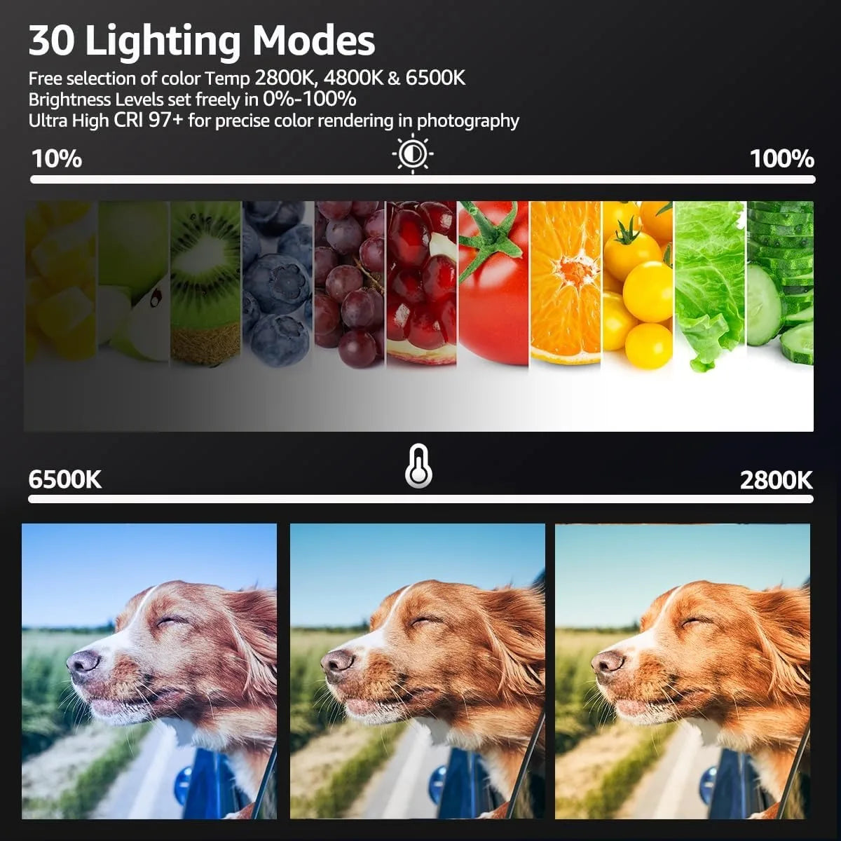 Juego de 2 luces de video LED XRDKJ, luz de estudio, kit de iluminación para fotografía regulable de 2800-6500 K con trípode extensible de 57 pulgadas