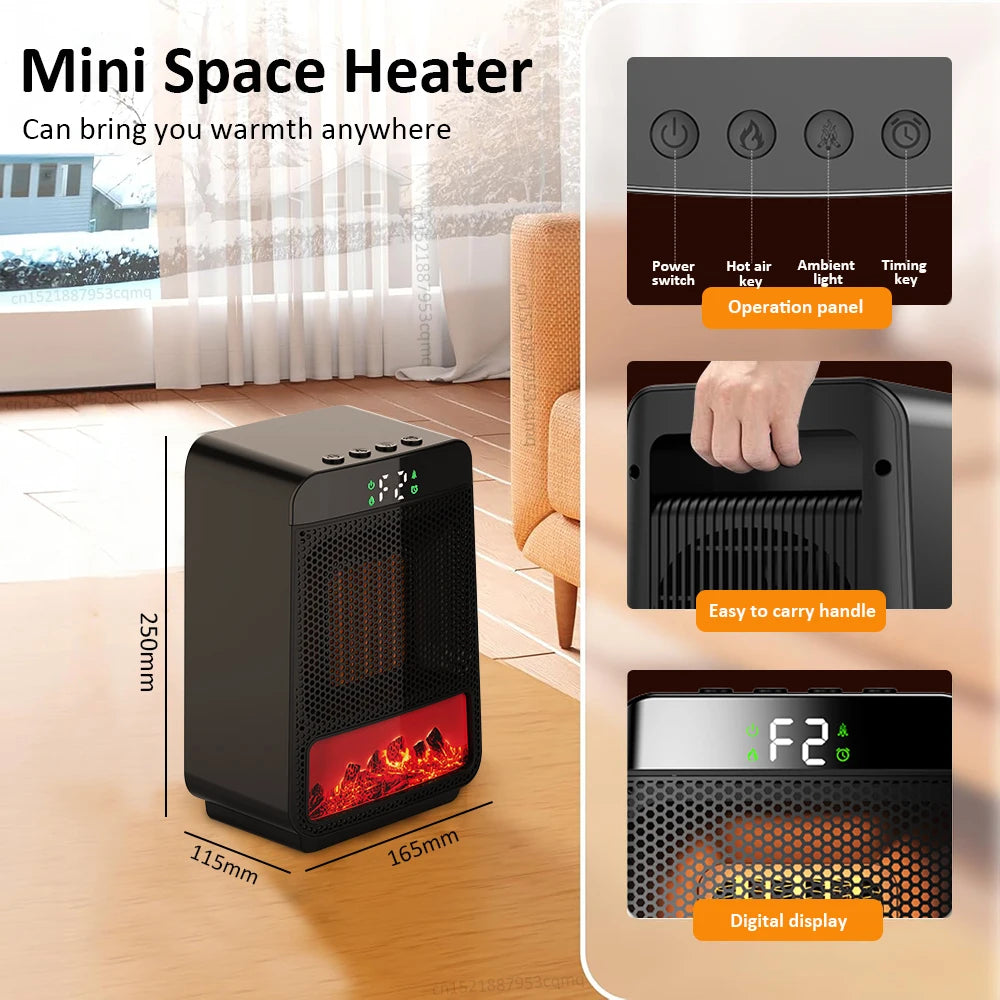Calentador eléctrico de sobremesa con ventilador de aire caliente con termostato para el hogar, el dormitorio y la oficina